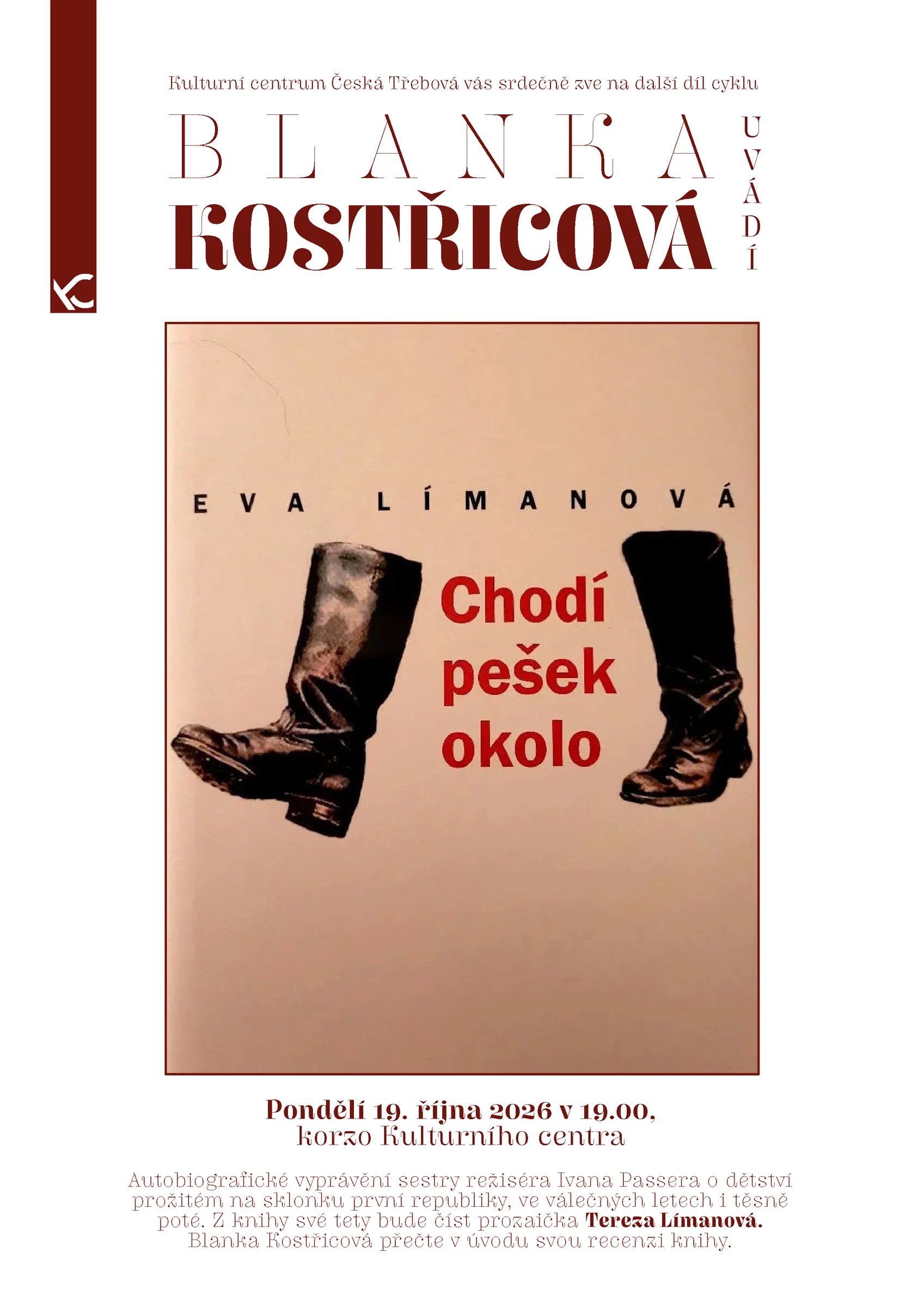 BLANKA KOSTŘICOVÁ UVÁDÍ — EVA LÍMANOVÁ: CHODÍ PEŠEK OKOLO